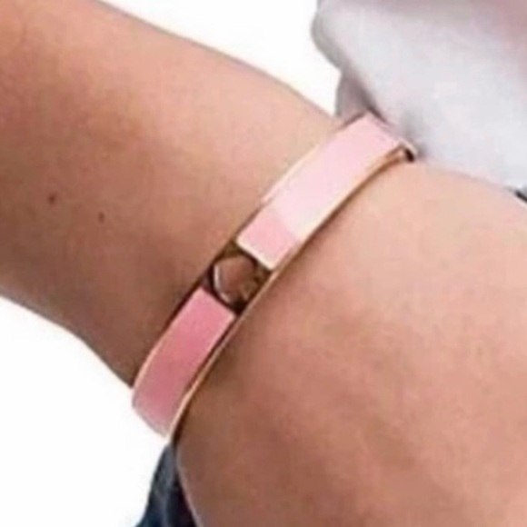 kate spade Jewelry - Kate Spade ♠️ RoseGold✨ Bridal Pink✨Hole Punch ✨Wide Enamel✨ Bangle Bracelet✨